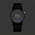 Modern Digital Smartwatch With Black Strap Round Display Showing Time Date And Weather