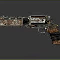 Vintage Rustic Revolver Featuring Mechanical Design Wooden Grip And MEATBAG Branding