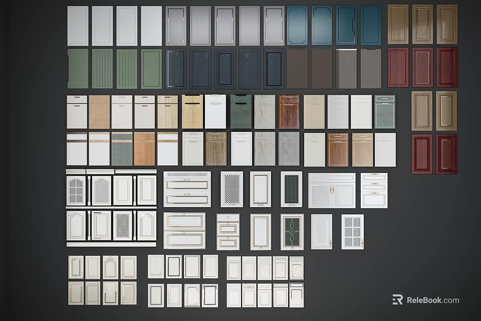 Diverse Door Panel Collection With Various Styles Colors And Textures 3d model