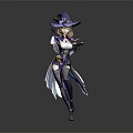 Game Fantasy Female Mage Character With Purple Outfit And Decorated Witch Hat