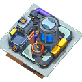 Advanced Industrial Equipment With Central Structure Blue Windows Control Panel And Mechanical Components
