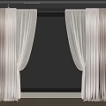 Window With Layered Beige And White Sheer Curtains And Palm Tree View