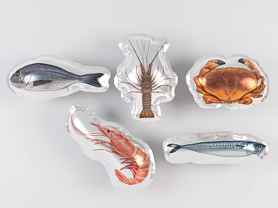 Realistic Marine Life Inflatable Models Including Fish Lobster Crab And Shrimp Shapes 3d model