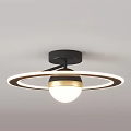 Modern Round Ceiling Lights With Striped Design And Circular Ring Gold Accents 3d model