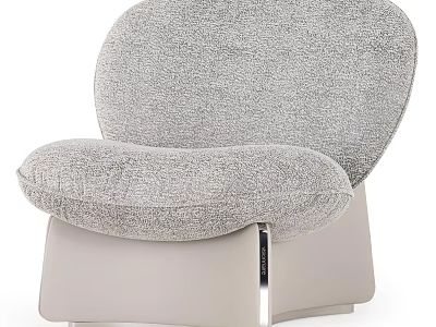 Modern Lounge Chair With Gray Textured Fabric Curved Backrest Padded Seat And Minimalist Base 3d model