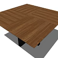Modern Wooden Coffee Table With Natural Wood Grain And Black Metal Base