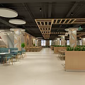 Bright Spacious Modern Restaurant Interior With Warm Wooden Decor And Comfortable Various Dining Areas