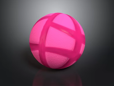 Glossy Decorative Pink Sphere With Intersecting Stripes And Textured Surface 3d model