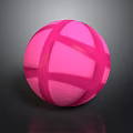 Glossy Decorative Pink Sphere With Intersecting Stripes And Textured Surface