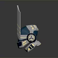 Warrior Character With Bio Mechanical Armor Featuring Blue Silver And Gold Details