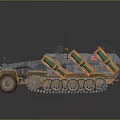 Military Armored Tank With Orange Storage Boxes Heavy Duty Tracks And Antenna