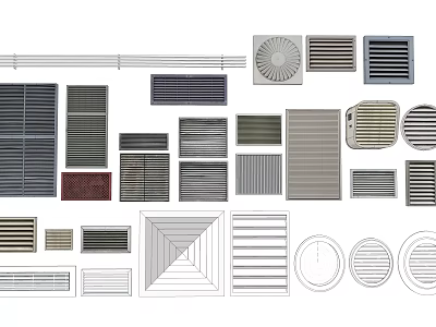 Different Styles of Air Conditioner Vents With Various Grille Designs and Shapes 3d model