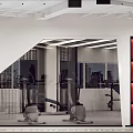 Modern Fitness Gym Interior With Treadmills Workout Equipment And Large Windows