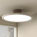 Modern Round White Ceiling Light In Interior Room With Window Blinds 3d model