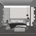 Modern Bedroom Interior Design With King Bed Pendant Lights And Accent Chair