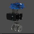 Industrial Valve With Blue Top Red Indicator Black Control Unit And Metal Body