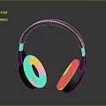 Black Computer Headphones With Green Light And Modern Design 3d model