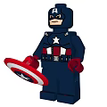 Captain America Building Block Figure Front Back Views With Shield Blue White Star Red Stripes