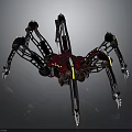 Mechanical Spider With Metal Legs Red And Black Body Detailed Joints
