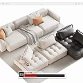 Double sofa Multi-person sofa Corner sofa 3d model