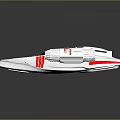 Futuristic Silver Spaceship With Red Stripes And Aerodynamic Design For Space Travel