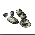 Elegant White Porcelain Tea Set With Teapot Sugar Bowl Creamer And Gold Trim
