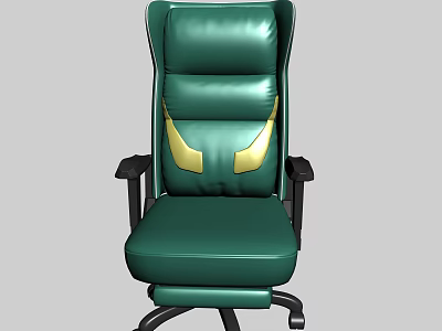 Comfortable Internet Cafe Interior With Green Gaming Chair And Gold Accents 3d model