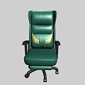 Comfortable Internet Cafe Interior With Green Gaming Chair And Gold Accents