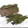 Modern Outdoor Natural Landscape With Rocks Vegetation And Trees