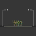 Teenage Mutant Ninja Turtles Standing On Stone Pavement With Street Lamps Around