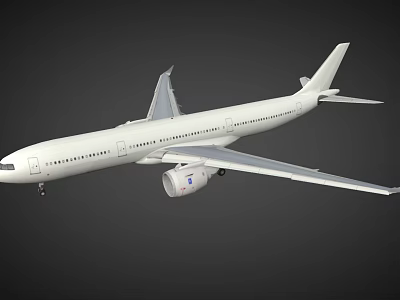 White Passenger Aircraft 3D Model With Extended Wings And Engines 3d model