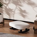 Cozy White Upholstered Leisure Chair On Wooden Floor With Light Wall And Plant Shadows