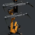 Industrial Multi Joint Robotic Arm With Orange Hydraulic Structure And Crawler Base 3d model