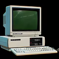 Vintage Desktop Computer With Green Screen Monitor Keyboard And Mouse