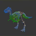 Golden T Rex Dinosaur Skeleton With Detailed Bone Structure On