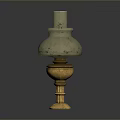 Elegant Vintage Lighting Combination With Glass Shade And Gold Base Stand