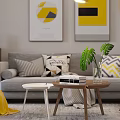 Modern Living And Dining Room Interior With Chandelier Sofa Coffee Table And Plants