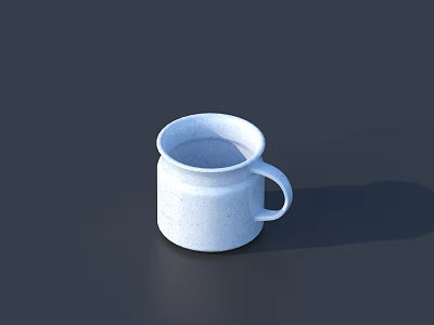White Ceramic Tea Cup With Handle On Dark Background Surface 3d model