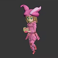 Pink Horned Character In Full Pink Outfit Holding Pink Ball Figure Design