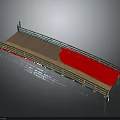 Traditional Decorative Bridge Design With Ornate Blue And Gold Railings Brown Pink Deck