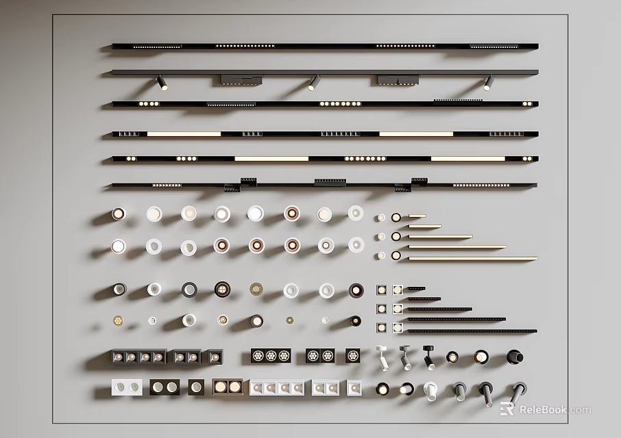 Various Styles And Sizes Of Downlights And Spotlights For Home Ceiling Lighting 3d model 