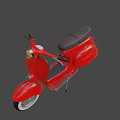 Red Vintage Vespa Scooter With Classic Design And Black Seat