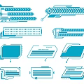 Blue Line Drawn Electronic Components And Circuit Board Tech Icons 3d model