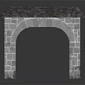 Classic Stone Arched Entrance Gate With Gray Tiled Roof And Solid Construction