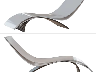 Modern Curved Lounge Chair Design With Sleek Metal Frame And Ergonomic Shape 3d model