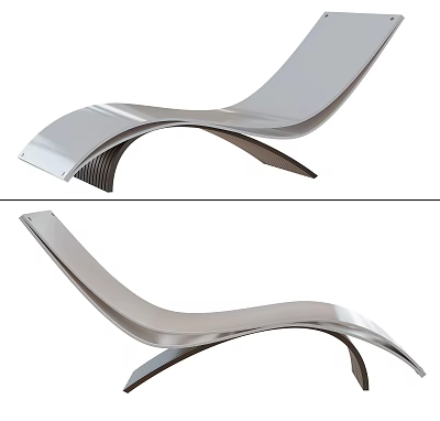 Modern Curved Lounge Chair Design With Sleek Metal Frame And Ergonomic Shape 3d model