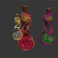 Colorful Decorative Glass Bottles With Cork Stoppers Golden Ropes And Tags