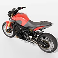 Red Sporty Motorcycle With Modern Design Black Seat Golden Fork Round Headlight And Alloy Wheels