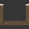 Scenic Landscape With Brick And Black Metal Fence Featuring White Pillar Tops