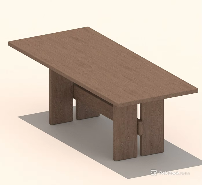 Modern Wooden Coffee Table With Rectangular Top And Simple Leg Structure 3d model